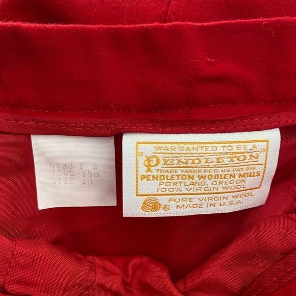 Pendelton Wool Cherry Red 2pc Skirt Suit Made in USA Size 10 - Picture 5 of 8